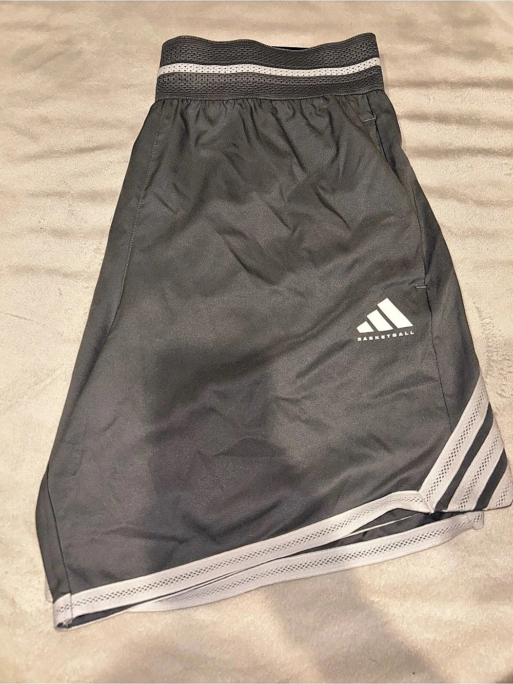Adidas Basketball Athletic Shorts Gray & White